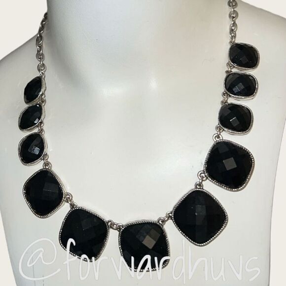 Premier Designs Black Faceted Square Bead Necklace - Picture 3 of 10